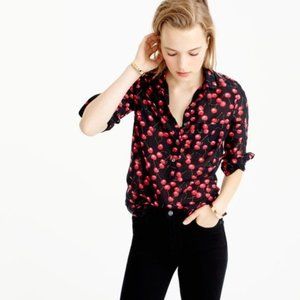 J. Crew Classic Popover Shirt Cherry Print Size 8